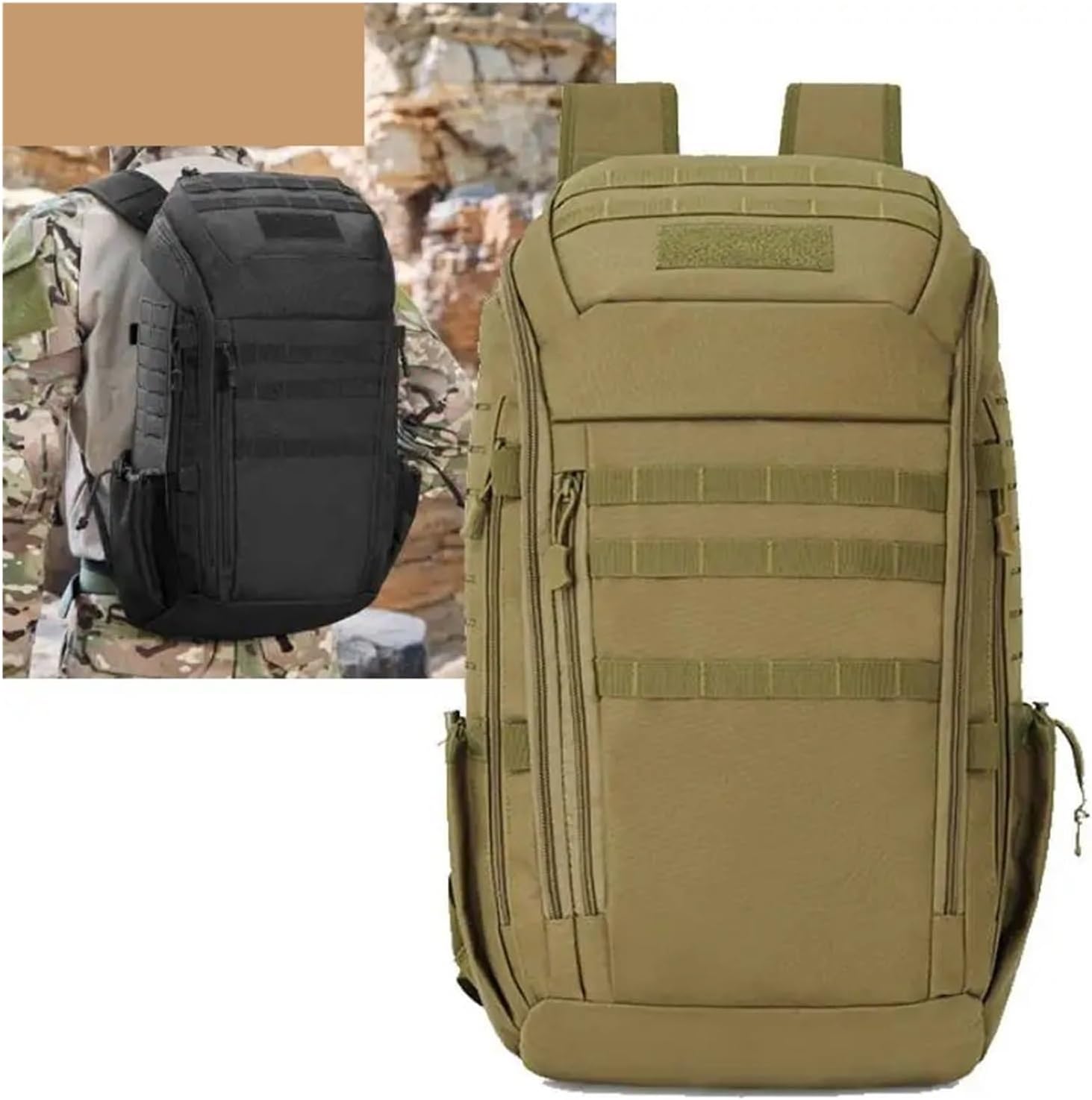 Compatible For Climbing Backpack Sports Storage Hiking Bag Outdoor Trekking Fishing Camping Daypack Men Weekend(Khaki)