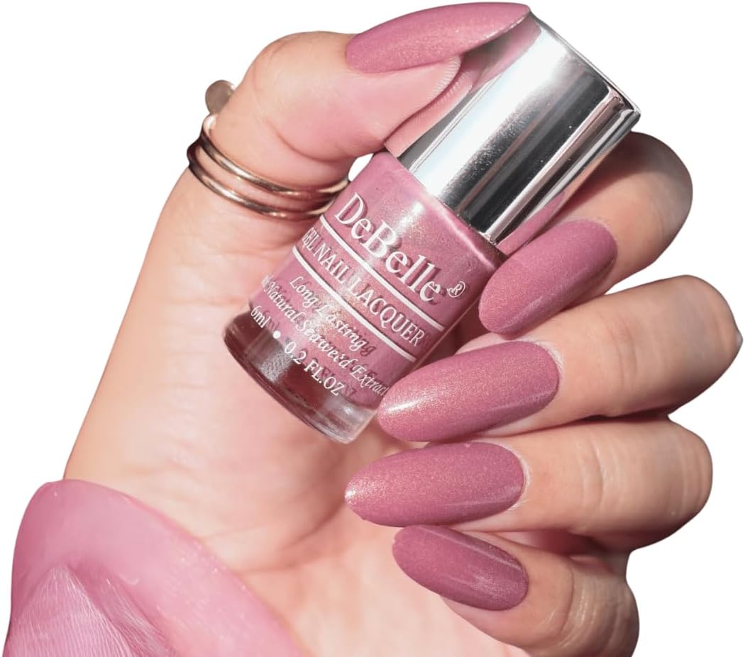 Gel Nail Polish Classy Chloe(Dark Mauve with Micro Shimmer Nail Paint)| Non UV - Gel Finish |Chip Resistant | Seaweed Enriched Formula| Long Lasting|Cruelty and Toxic Free| 6ml