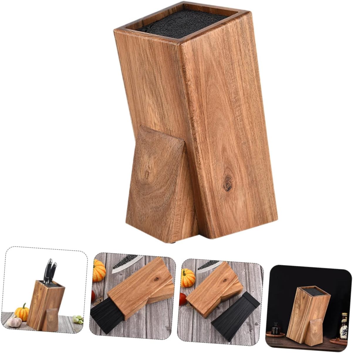 1pc Multifunctional Knife Storage Rack Acacia Cutter Holder for Organized Kitchen Utensils Space-saving Design for Easy Access and Tidy Countertops