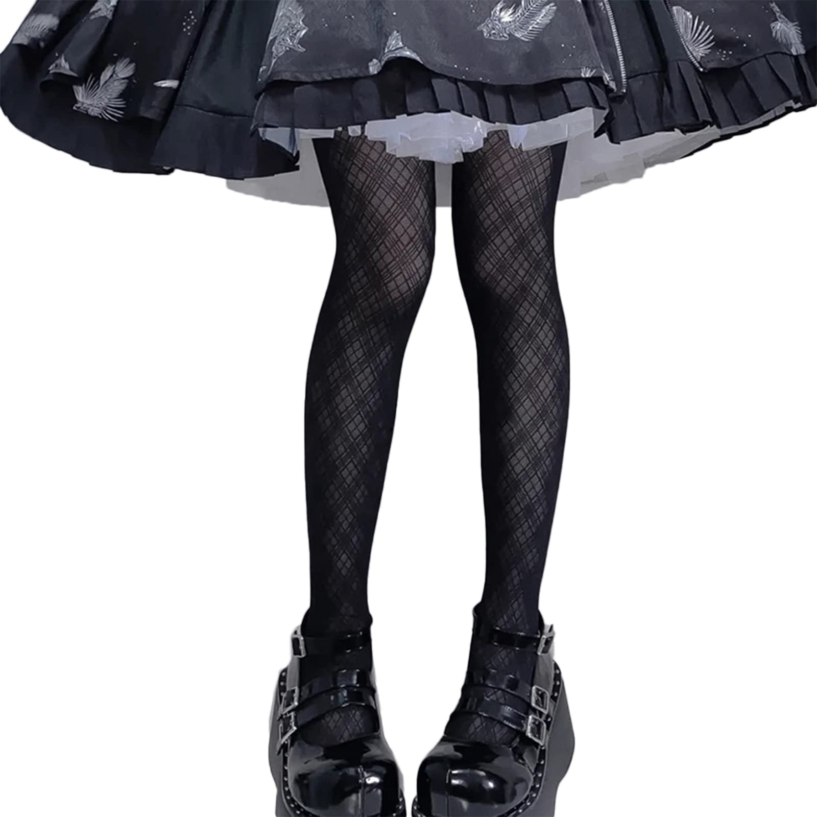 HUAJINGKEJI Comfortable soft socks， Women Black Pantyhose Argyle Pattern Tights