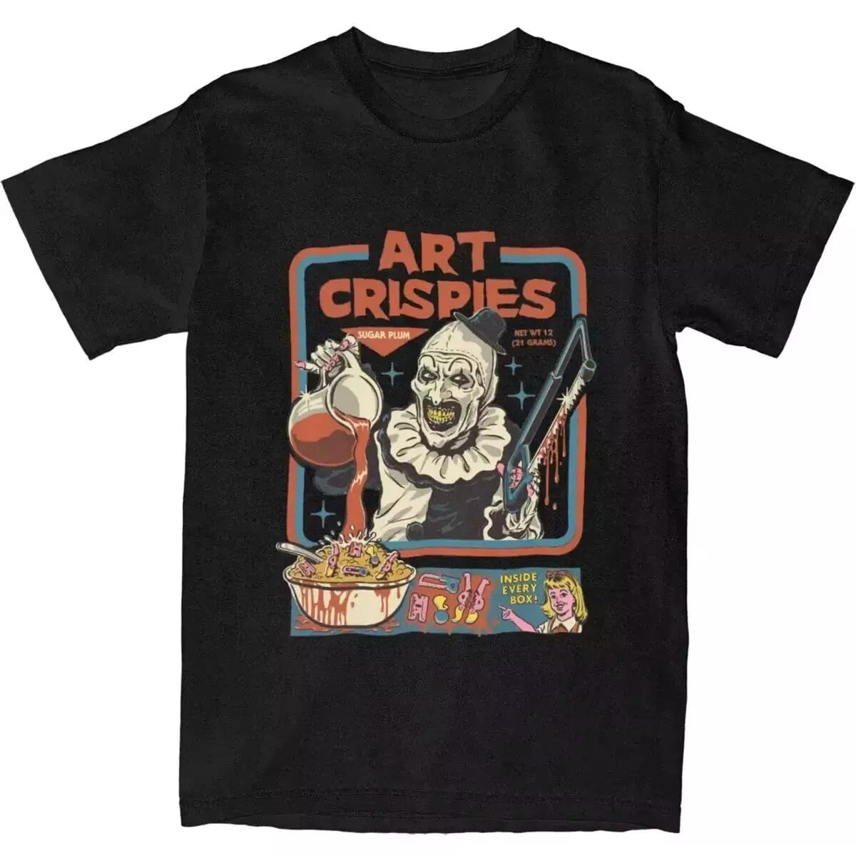 Fedfasr Men's Colour Terrifier Art Crispies T-Shirt Art The Clown Horror T-Shirt Graphic Tee
