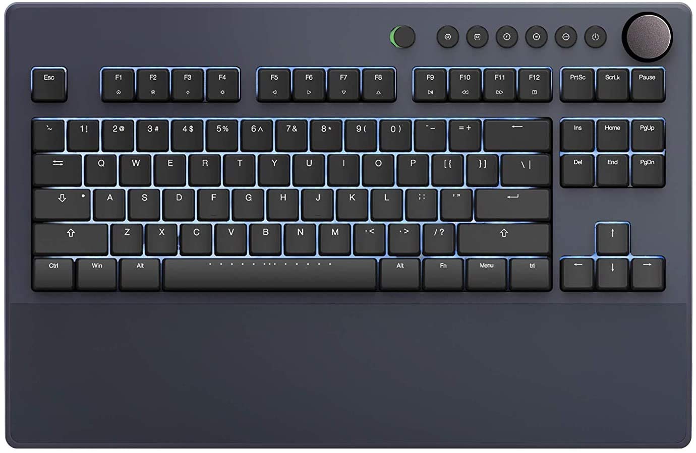 iKBC Table E401 White Backlit LED Mechanical Keyboard with Cherry MX Silent Red Switch for Windows/Mac, Tenkeyless Keyboards with Built-in Palmrest, Dark Gray Case, Black ABS 87 Keycap, ASIN/US QWERTY