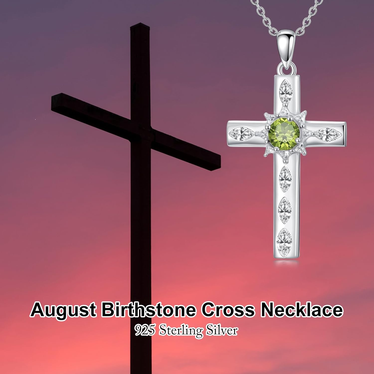 Cross Necklaces for Women 925 Sterling Silver Crucifix Pendant Birthstone Cross Jewelry for Women - Image 3
