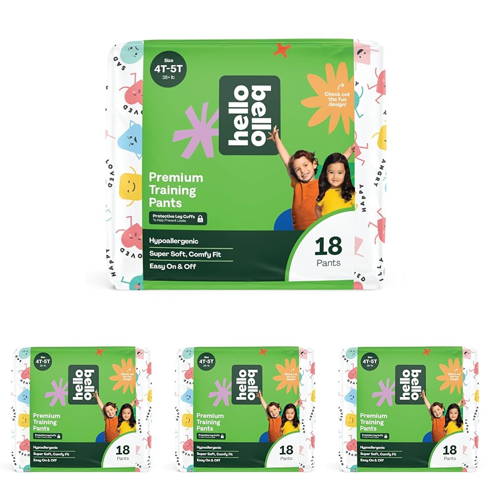 Hello Bello Premium Training Pants 4T-5T, All About Feelings Design, 18ct Jumbo Pack (Pack of 4)