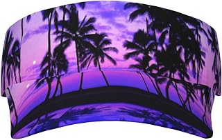 Palm Tree Purple Sunset Printed Adult Sunscreen Visor Cap Lightweight and Breathable Adult Sun Visor Empty top hat Versatile Outdoor hat