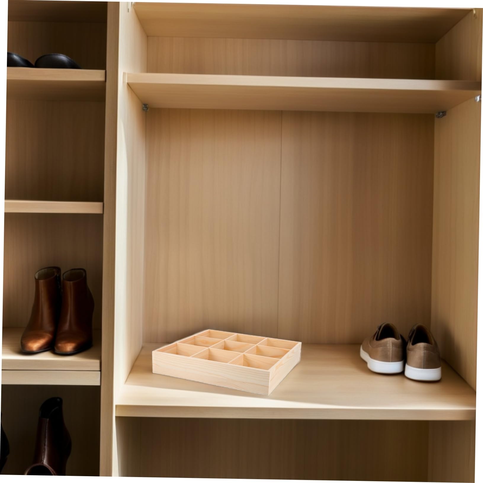 UKCOCO 2 Piezas caja de almacenamiento de varios compartimentos separadores de cajones de tocador organizador de cajones de ropa de calcetines Madera