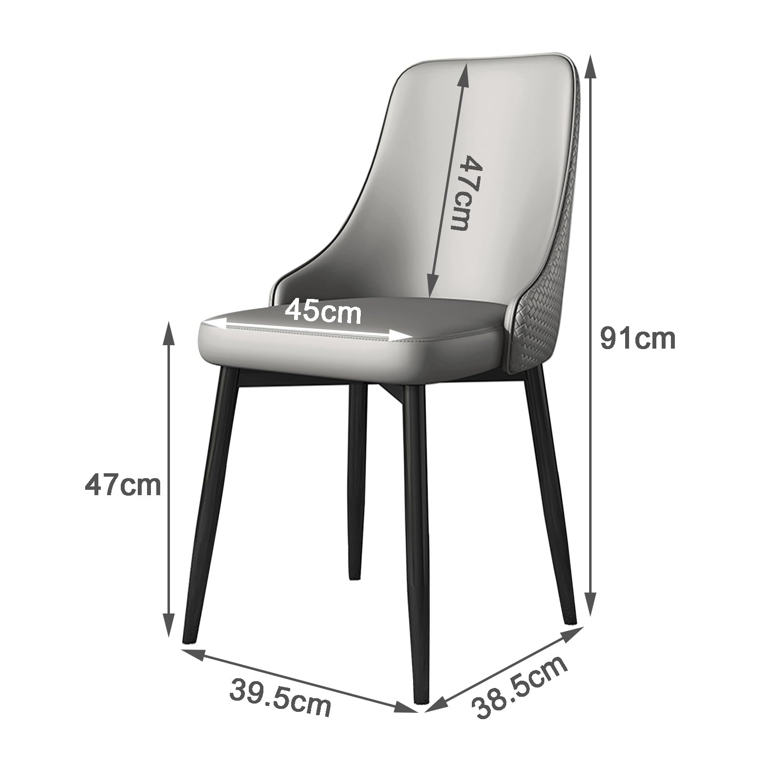 Set da 2 pezzi Moderne Esszimmerstühle - Stilvolle PU Leder gepolsterte Seitenstühle mit robusten schwarzen Metallbeinen für Küche Esszimmer Café und Home Office.