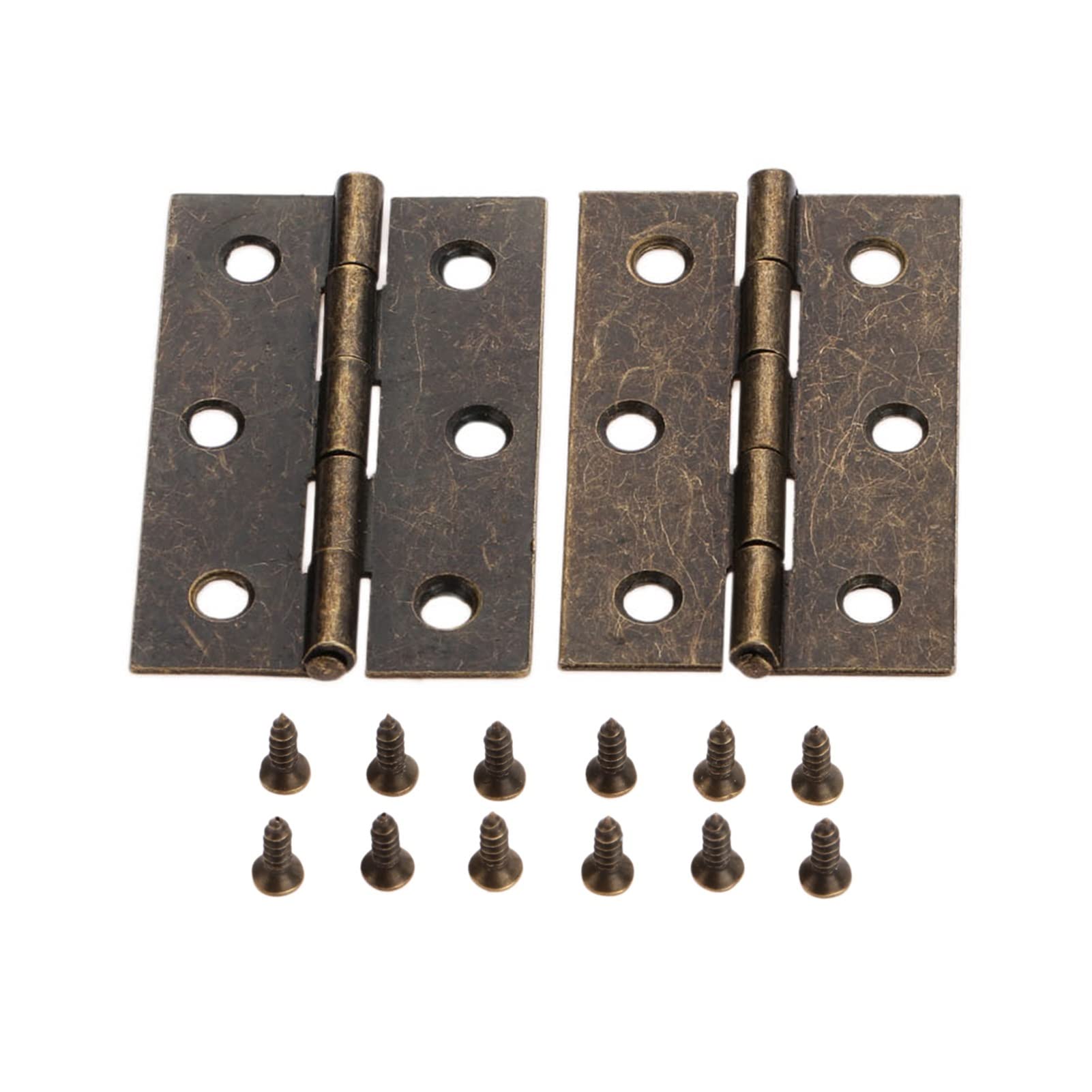 Nvsfzgiyg A 50X29m Hinges 2Pcs Cabinet Door Luggage Furniture Hinge Jewelry Wood Boxes 6 Holes Vintage Decoration With Screw(A 50X29m)