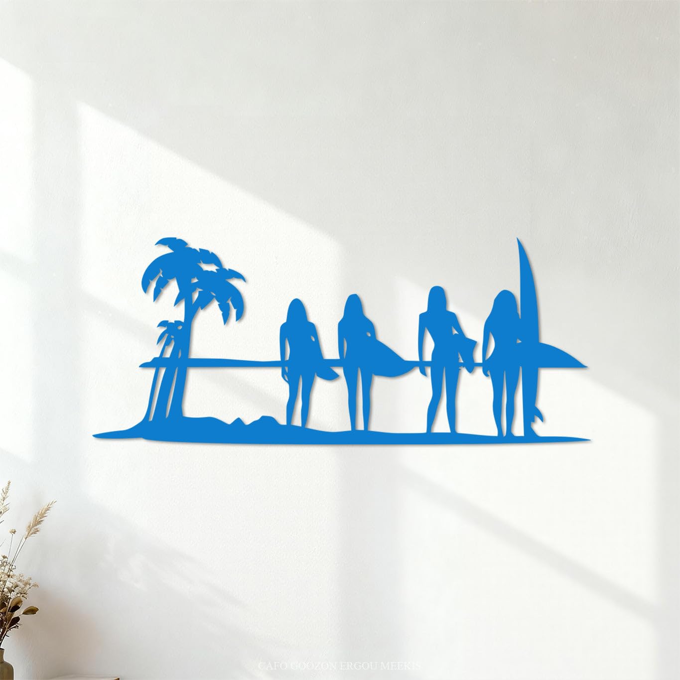 Mural and Wall Vinyl Decal Surfer Girl Surfboard Surfing Sports 40.8x98.1cm Self Adhesive Blue — image 1