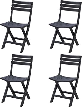BOOSDEN Folding Plastic Chairs 4 Pack, Foldable Patio Stackable Chairs with Backrest, Plastic Folding Chairs for Outdoor Indoor Dining Party Wedding Event, Black