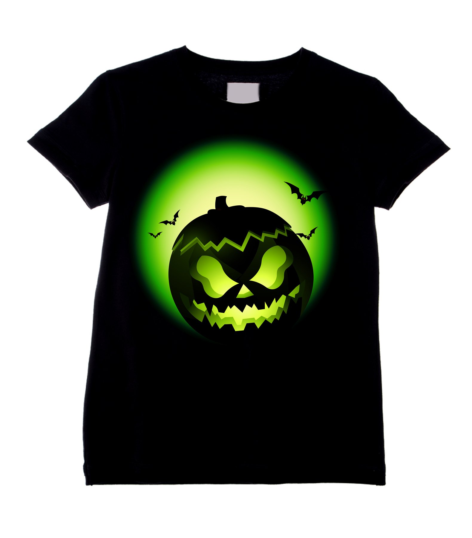 Tribal T-Shirts Black Halloween Pumpkin Children's T-Shirt (Ages 3 To 12) (Age 9 To 10, )