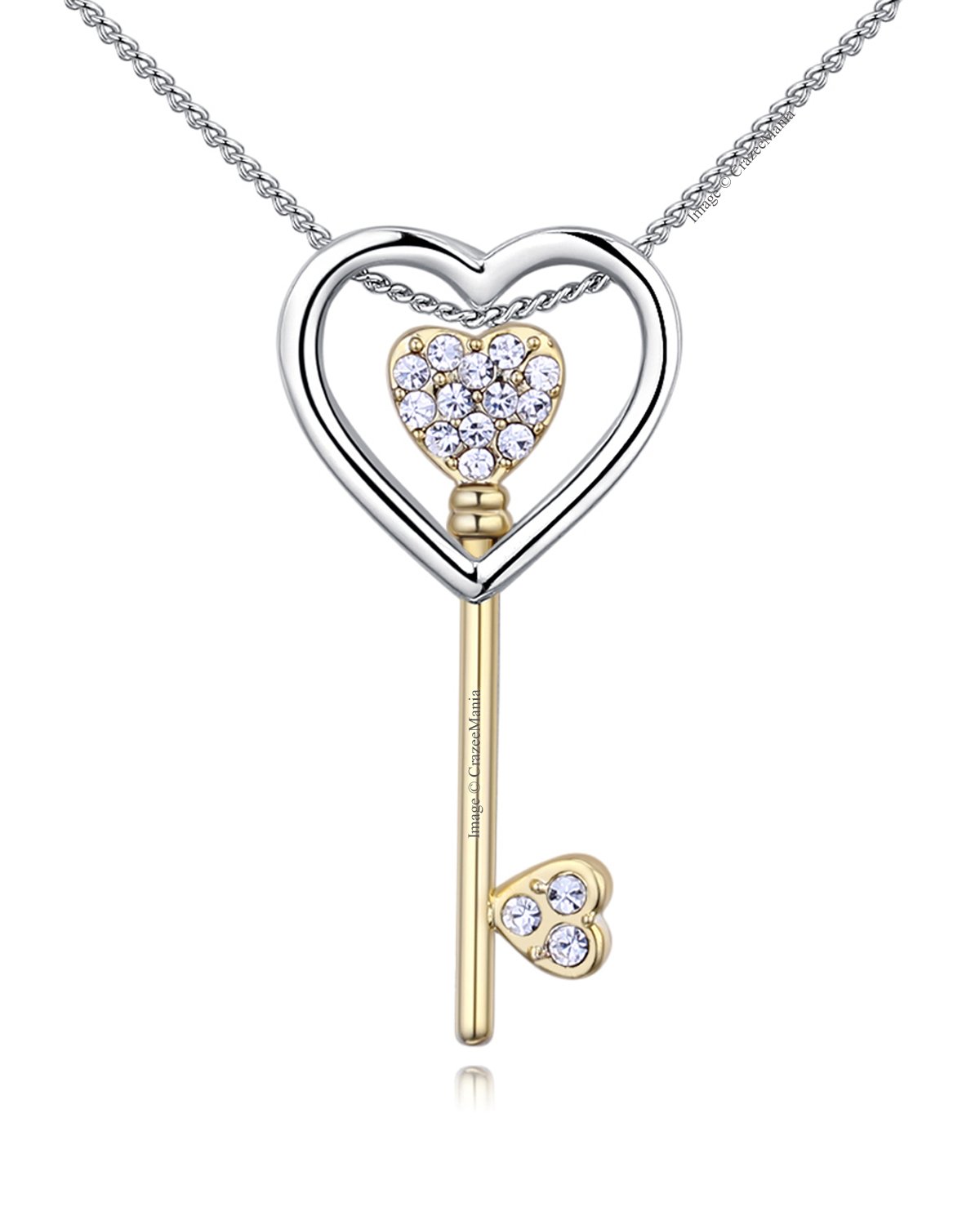Gift Timeless Treasure Key to My Heart Pendant Embellished with Austrian Crystals Zirconia for Women Western Gold Silver Necklace for Girls Fancy Fashion Jewelry-image-48