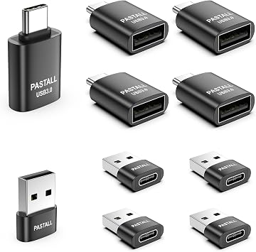 Pastall USB to USB C Adapter Combo 10 Pack,USBA to USBC OTG Charger Adaptor Compatible with MacBook Pro/Air,iPhone 17/16/15 Pro Max,iPad,Samsung Galaxy S24/S23/S22Black