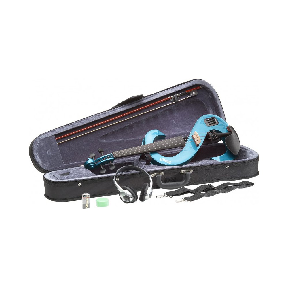 Stagg EVN 4/4 MBL Violino Elettrico Completo 4/4, Blu Metallizzato