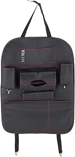 CAR COMPACT SEAT 2 Car Back Seat Storage | Leather Look | 7 Pockets | Cup Holder | Pocket Hook | Black