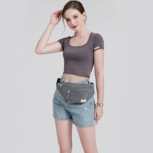 Miniatura 3 de Abshoo Riñonera cruzada para hombre para mujer, bolsa de viaje para senderismo, correr, riñonera, Gris