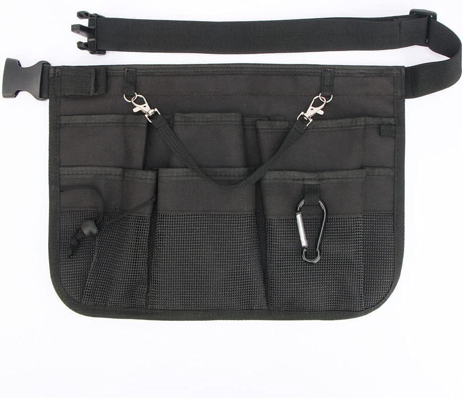 Gardening Tool Waist Bag Belt Adjustable Tool Apron Organizer with 8 Pockets Hanging Pouch Tool Belt (Black)