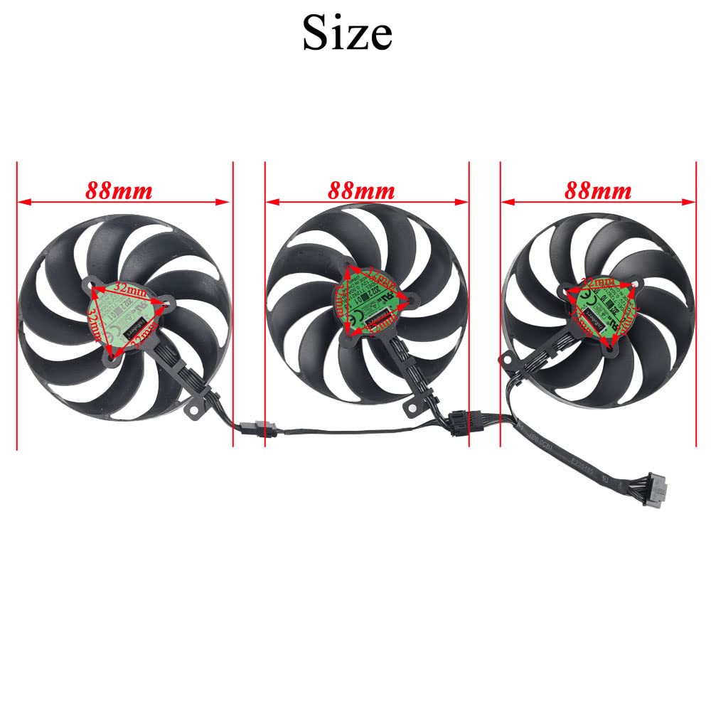 inRobert 88mm T129215SU GPU Fan Replacement for ASUS TUF Gaming RTX 3060 3070 3080 Ti Graphics Card Cooler (Fan-ABC)