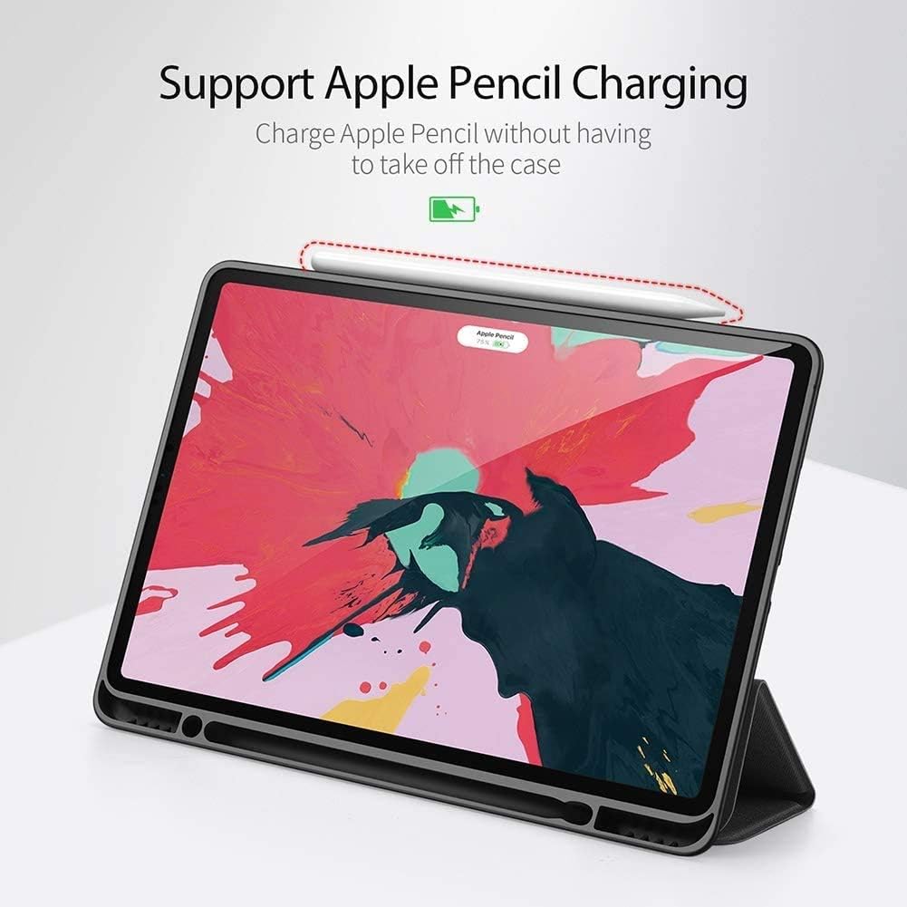 SaharaCase Folio Case for Apple iPad Pro 12.9" (4th,5th, and 6th Gen 2020-2022) [Shockproof Bumper] Kickstand Rugged Protection Anti-Slip Grip Slim Fit (Red/White/Blue)