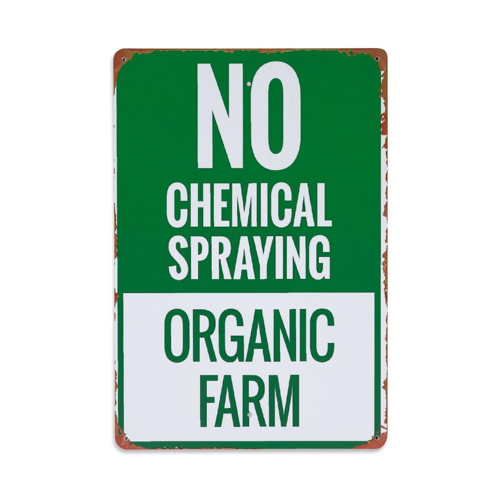 Jdfenggu Vintage No Chemical Spraying Organic Farm Retro Metal Tin Sign, Decor Art Poster For Bar, Home, Man Cave, Kitchen, Laundry Room Gift 8X12inch