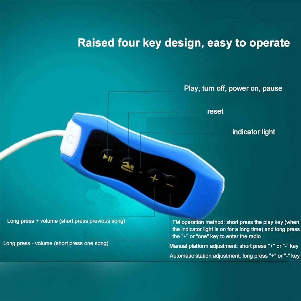 Lecteur MP3 IP68 Étanche USB 2.0 Rechargeable Natation Course Clip