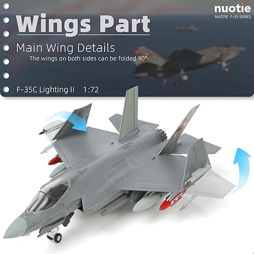 Miniatura 6 de F-35C Lightning 172 Metal Fighter Model Kits con soporte VX-23 3 versiones ABC Diecast Alloy Jet Replica Pre-Build Militar Avión Colección para