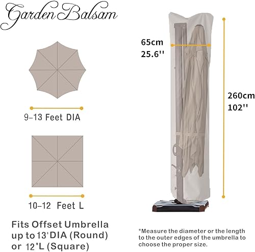 Miniatura 2 de Cubierta de sombrilla de patio para sombrilla de 9 a 13 pies, resistente al agua, curvada voladiza y poste recto, cubierta de sombrilla para