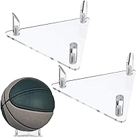 2 Pack Clear Acrylic Basketball Display Stand - Football Soccer Volleyball Holder, Stable Ball Storage Rack Easy Assembly