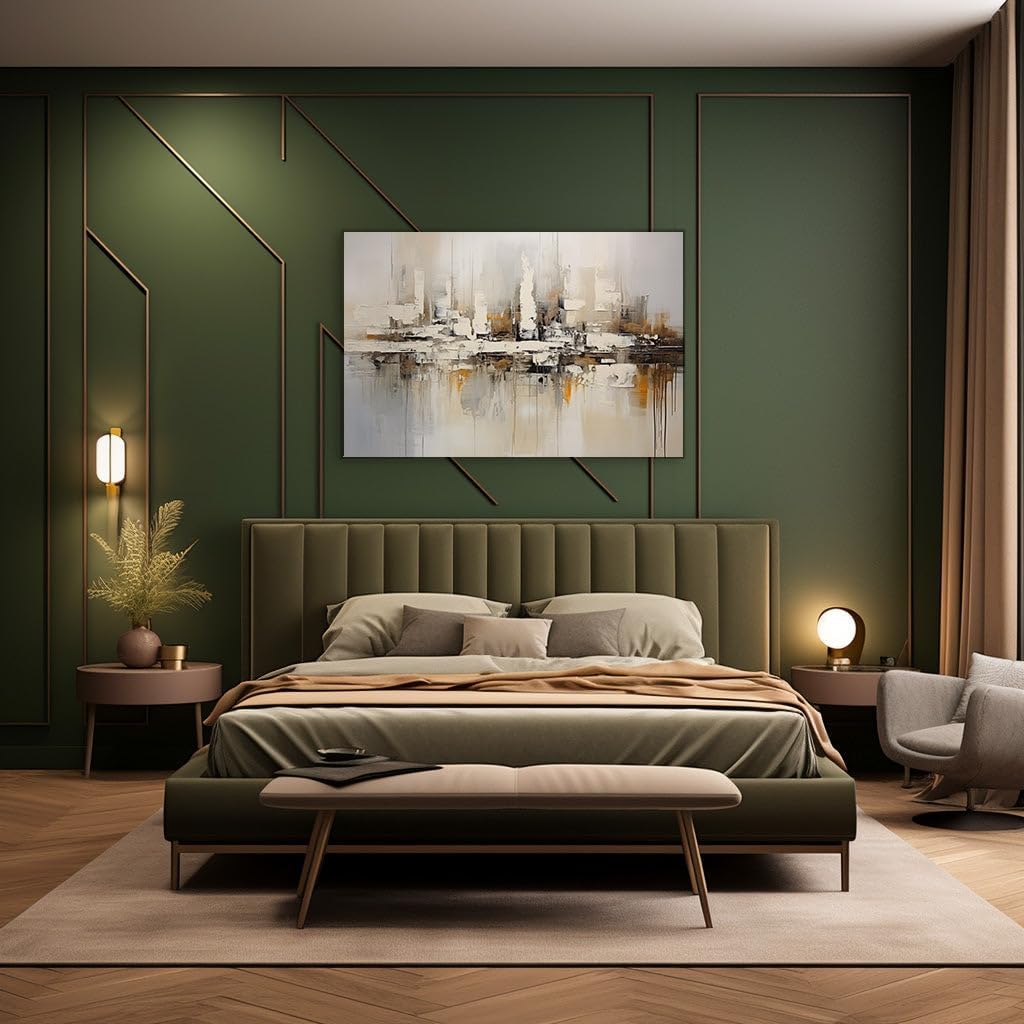 Canvas for Living room. Urban Serenity: A Modern Interpretation of City Reflections in Monochrome, 27 x 18 inch Canvas Wall Art - Ready to Hang - 69x46 cm (27x18 inch)