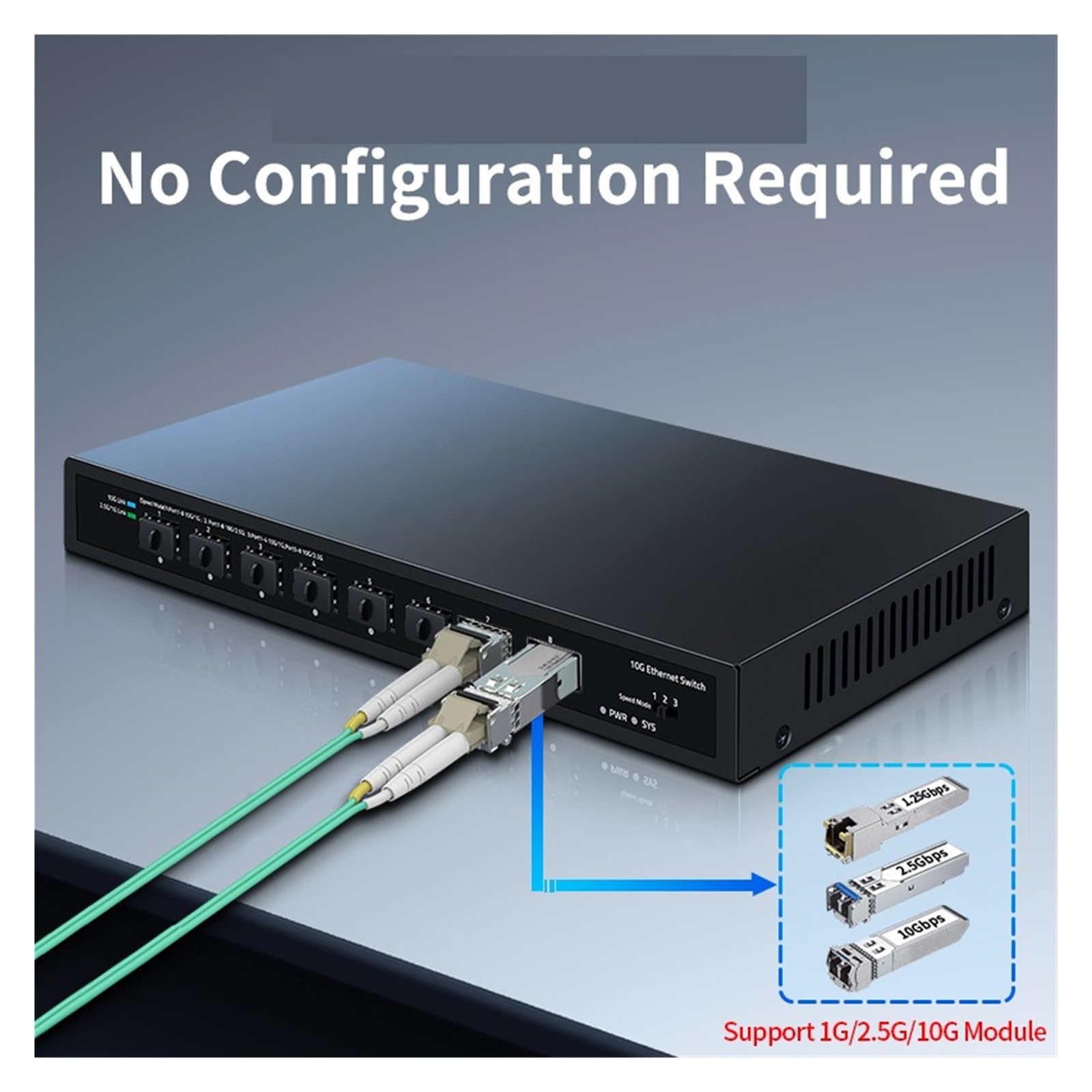 Switch Ethernet SFP+ 10Gbe Switch di rete ottico SFP+ a 8 porte 10000Mbps