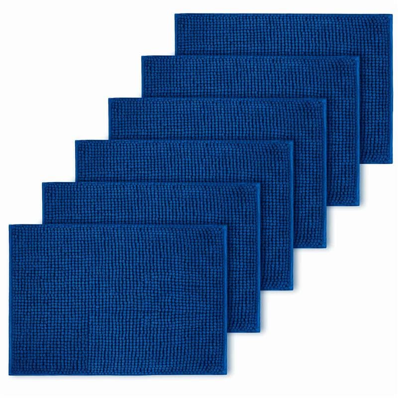 Hafaa Navy Bath Mat Non Slip Anti Mould – (6 Pack) Bathroom Mat 50 x 80 cm Machine Washable Bath mats Super Absorbent Extra Soft Fluffy Shower mat