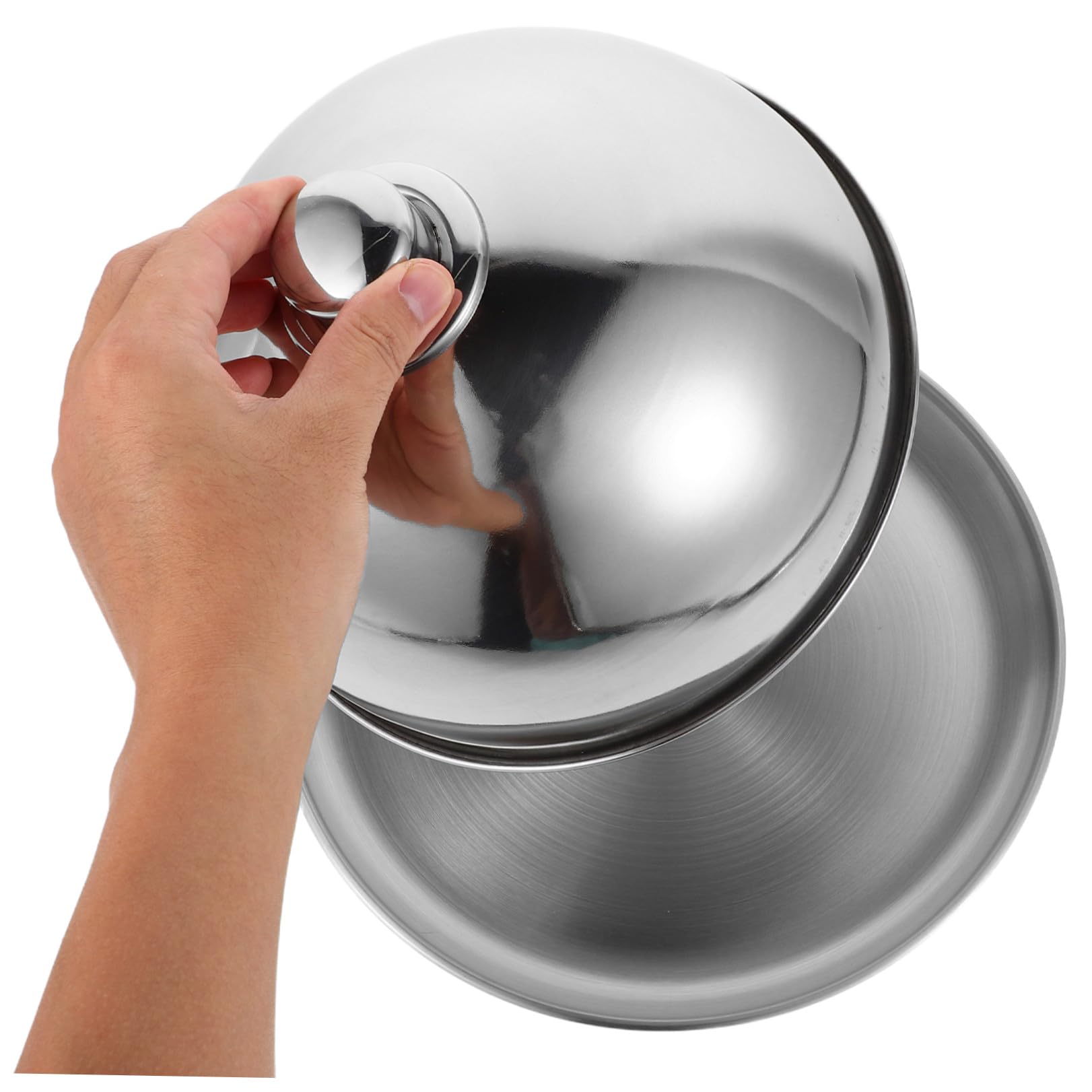 Gadpiparty Cúpula de Acero Inoxidable para Plato Redondo de 30cm, Plata | Tapa Tipo Cúpula para Mesa, Cierre Ajustado y Base Estable, Fácil Limpieza, Uso en Hogares y Restaurantes