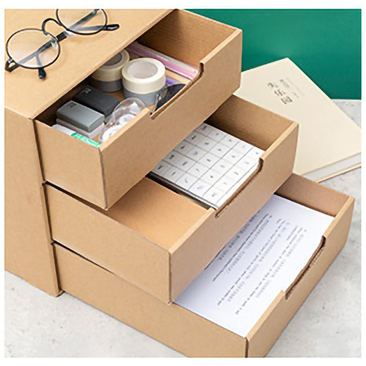 Organizer per Documenti in Carta Cassetti Modulari, Scatola Portaoggetti per Scrivania di Casa e Ufficio, di Archiviazione Compatto e Funzionale