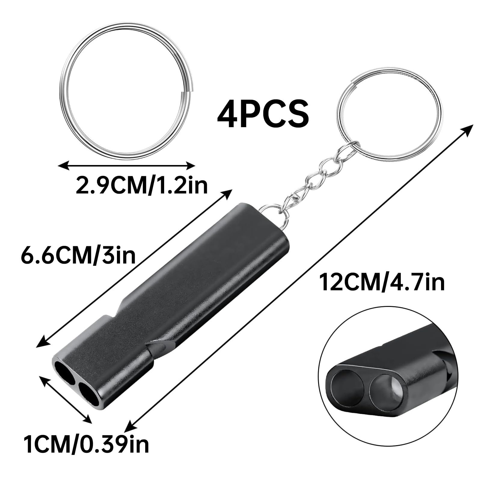 Sifflet De Survie En Acier Inoxydable Avec Double Tube à Décibels Et