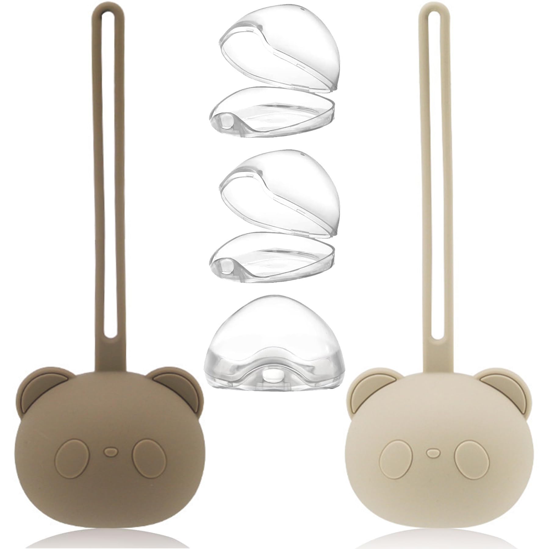 5 Stück Schnullerbox,2 Stück Silikon Schnulleraufbewahrung und 3 Stück Transparent Plastik Schnullerboxen,Portable Dustproof Schnullerbox,Silikon Schnuller Aufbewahrungsbox,Baby Schnullertasche