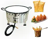 Fritadeira Industrial a Gás em Aço Inox, 10L, Tacho N.18, para Pastel e Batatas (FRITADOR INOX MESA)