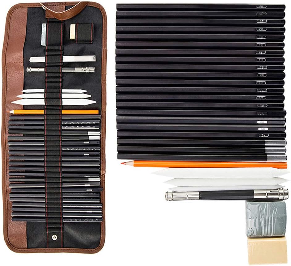 30 PCS Drawing Pencil Sketch Pencils Set,Sketching Pencil Set with Sketch Paper Zipper Case for Artists Adults Children