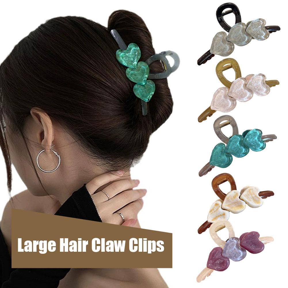 Amazon.co.jp: 女性用ハート型ヘアクリップ、ラージバンスクリップ