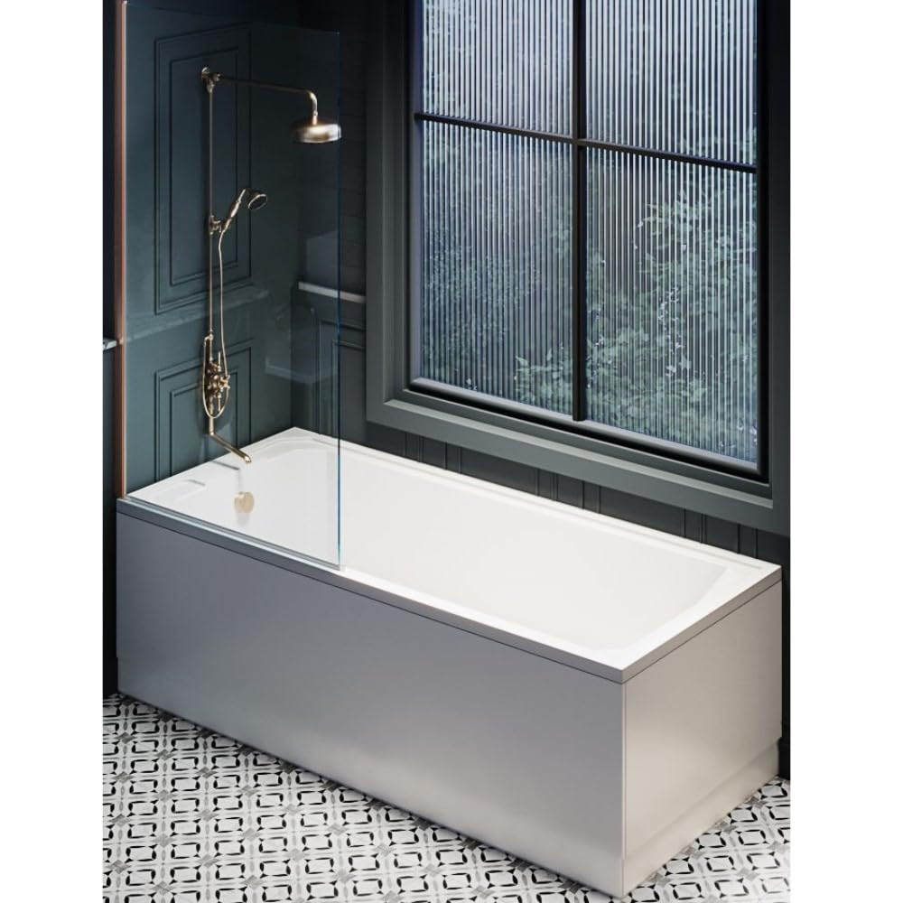 Milano Brushed Copper Screen, Side & End Panels Richmond White 1700Mm X 700Mm Single Ended Shower Bath Copper Screen Panels