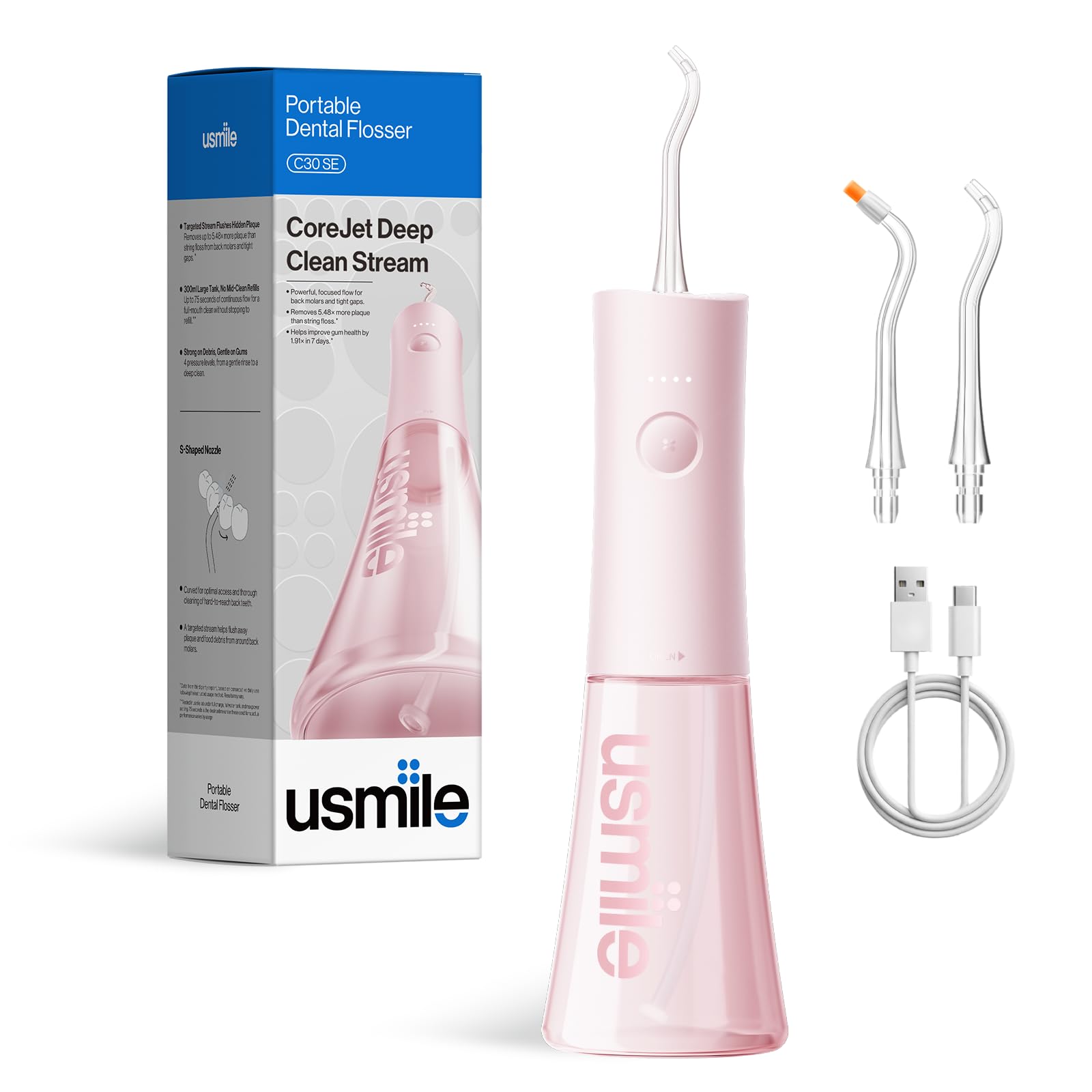 usmile C30SE Water Flosser with Easy Pressure Modes for Daily Oral Care