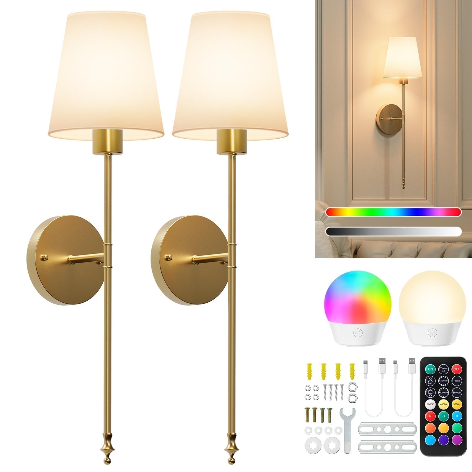 Brightown Gold Wall Sconces Set of 2