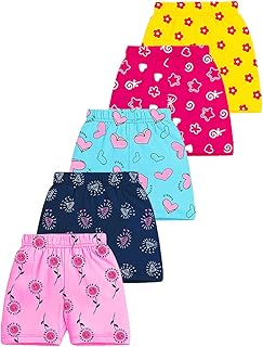 Kuchipoo Girls Regular Fit Cotton Shorts - Pack of 5 Price In India