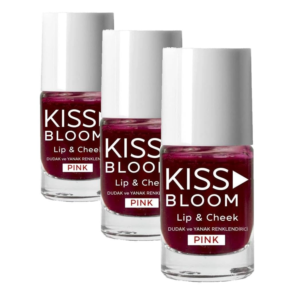 KISS & BLOOM Doğal Görünümlü Dudak ve Yanak Renklendirici Lip & Cheek Pink 11 ml (3 paketi)