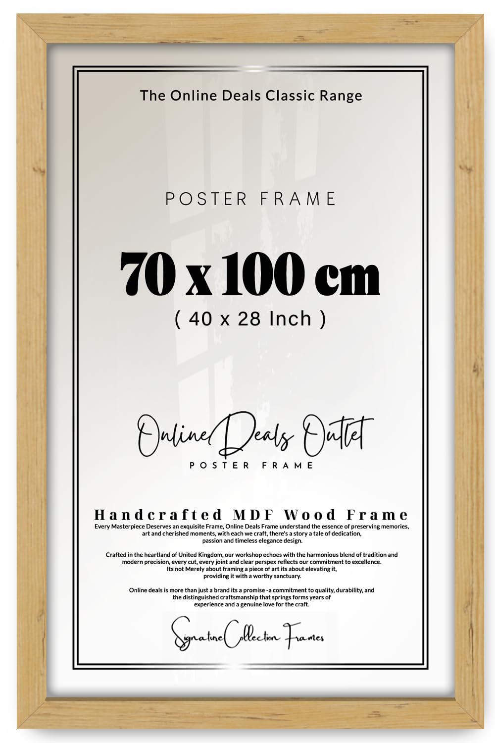 Online Deals | MDF Picture Frame (70 x 100 CM) 2' 4" x 3' 3" for Exhibition Galleries, Studio Displays & Award Frames, Premium MDF Wood, Easy Wall Mounting Hooks [ Pine ]