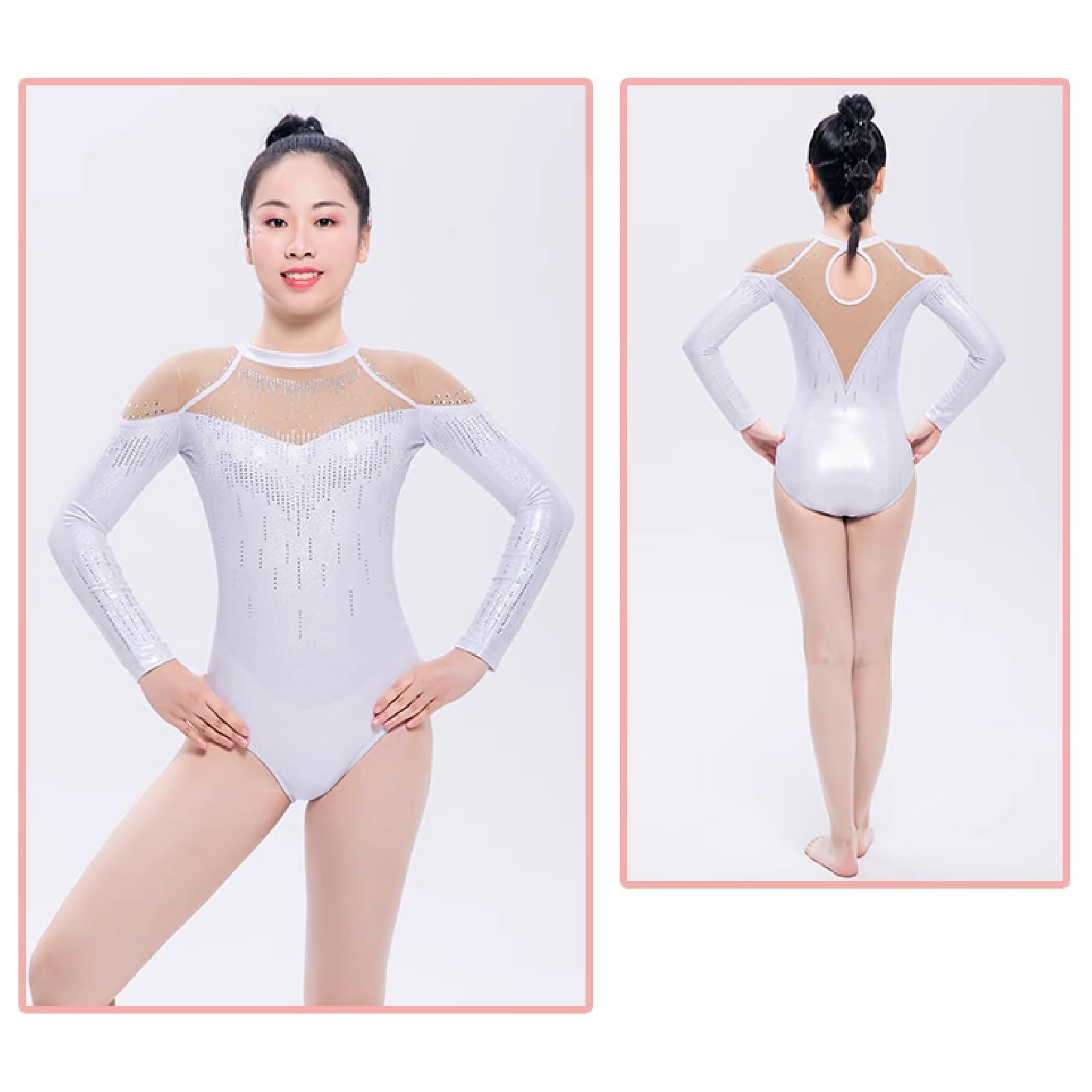 Maillot de Gimnasia Rítmica for Mujer Uniforme de Gimnasia Rítmica de Diamante Brillante for Actuación