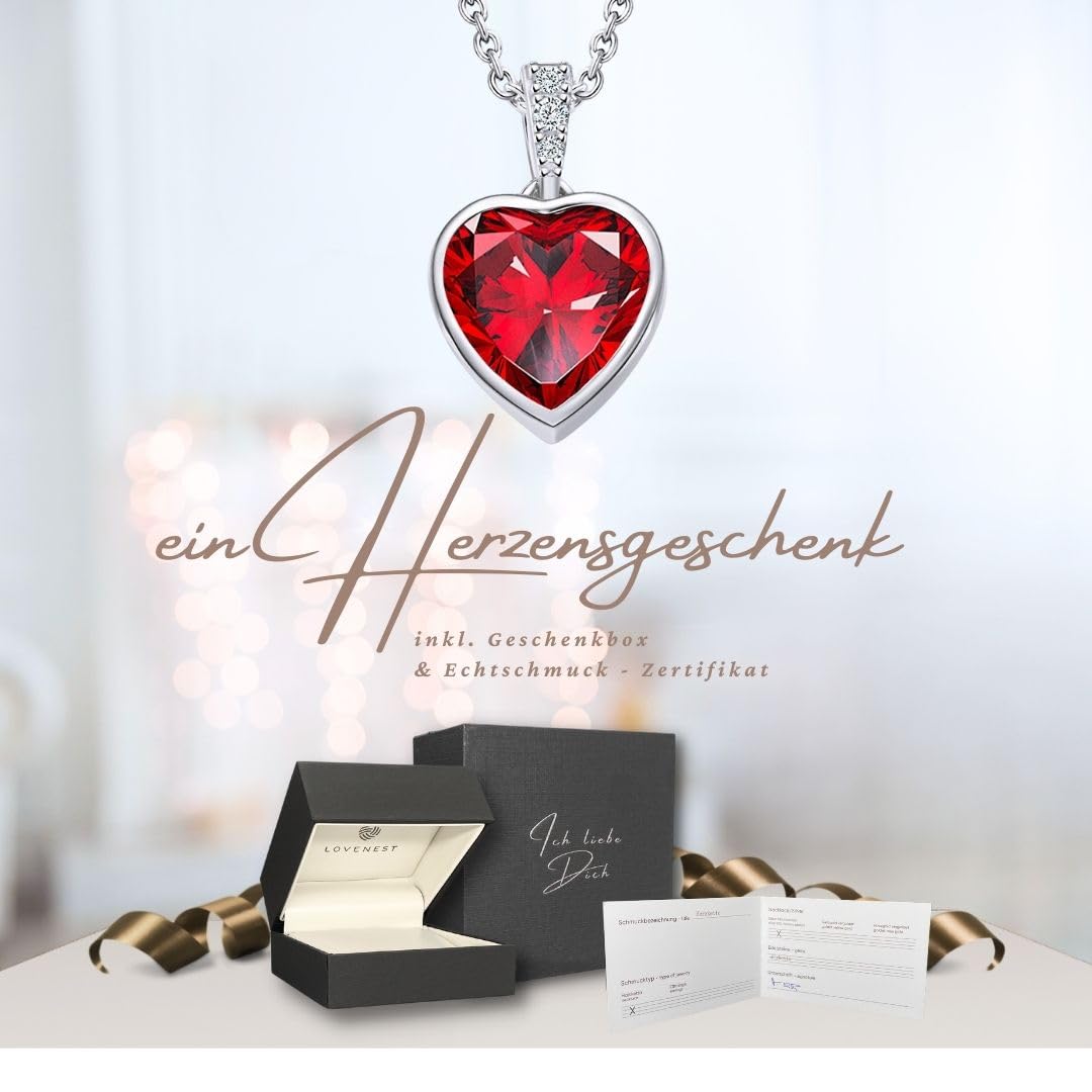 Halskette Damen 925 Silber – Herzkette mit Zirkonia „Ich Liebe Dich“ | Silberkette mit Herz Anhänger – Geschenk für Freundin, Frau zum Geburtstag, Jahrestag & Hochzeitstag – Kette nickelfrei