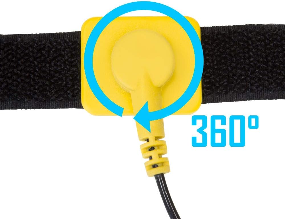 Kingwin Anti Static Wrist Strap Yellow Adjustable ESD Wrist Band with Grounding Cord Bracelet for PC Building, Electronics Repair, Computer Assembly, Laptop, DIY Tech, Static Electricity Protection