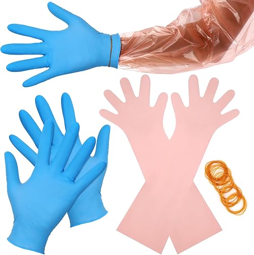 TOBWOLF Guantes de vestir de campo, guante de tripa de ciervo de brazo completo para limpieza de caza, guantes desechables de caza de ciervos con