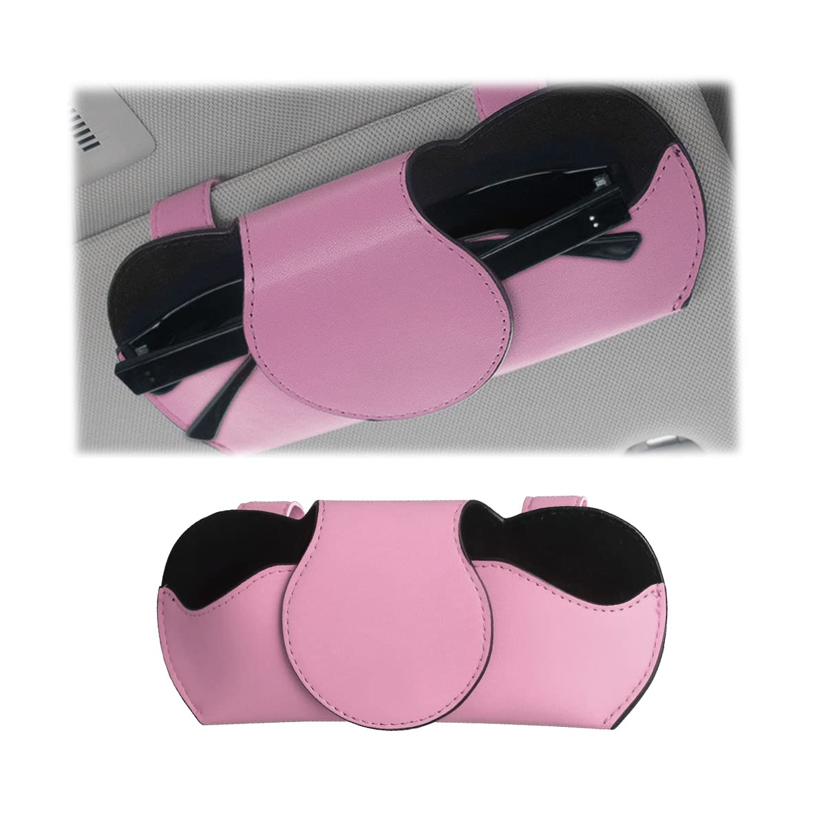 Clip per occhiali per visiera parasole per auto multifunzione Clip per occhiali in pelle Porta occhiali da sole per automobile Custodia per carte Accessorio per interni auto  34