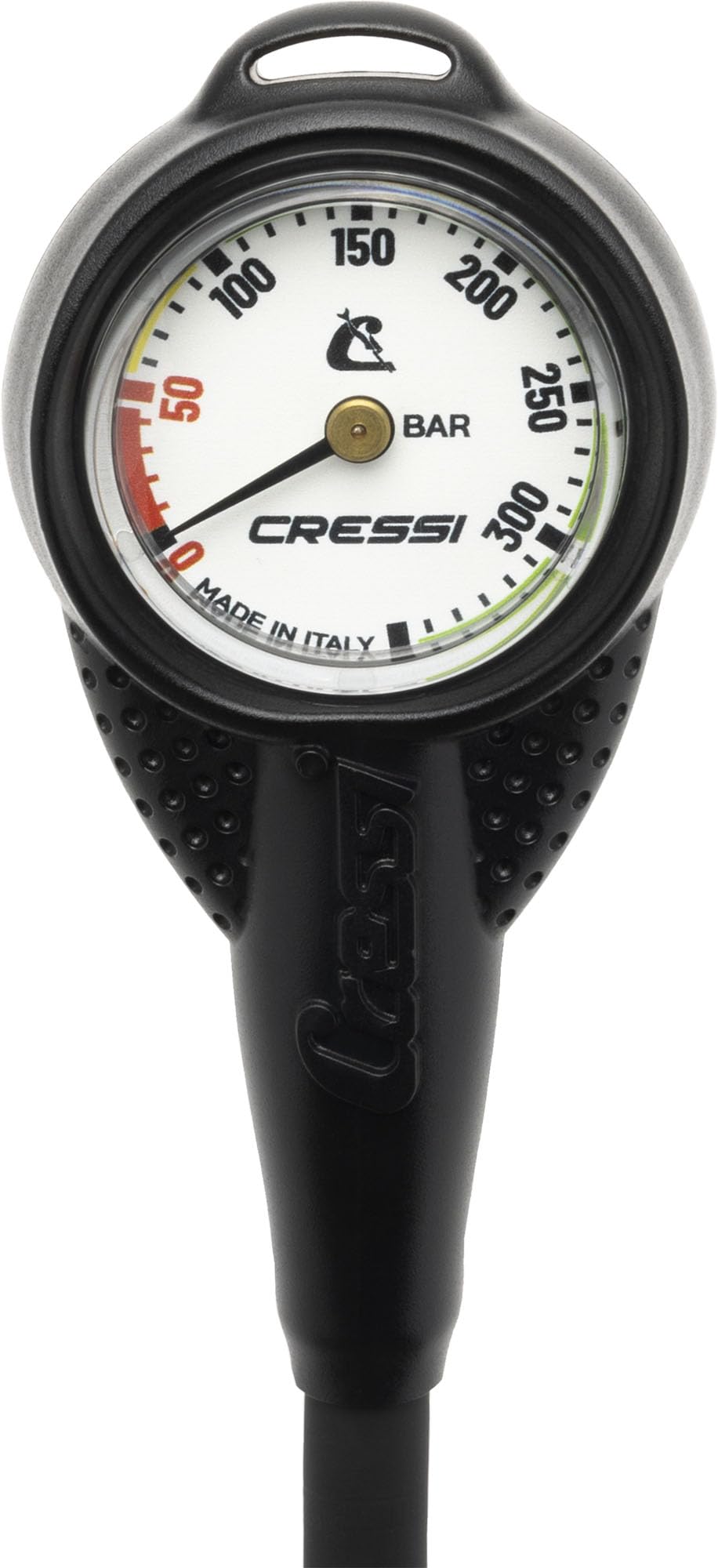 Cressi Mini SPG W/Rubber Housing Vale 300 C White (Bar) - Mini Manometro con Guscio in Gomma e Frusta HP, Bianco, Taglia Unica, Unisex